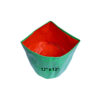 A green and orange 12x12 HDPE Grow Bag for terrace gardening with industrial stitching.