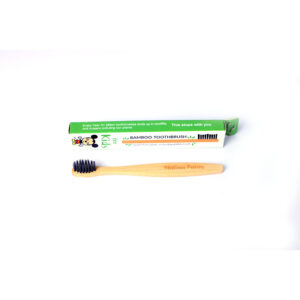 Close-up of the extra-soft charcoal bristles for children.
