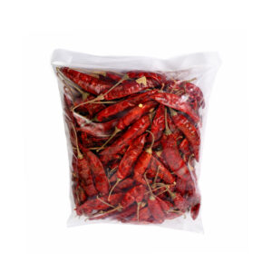 A pack of vibrant, sun-dried red chilies from Nativus Farms, naturally grown without pesticides.