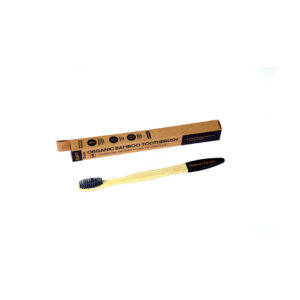 Recyclable packaging for the Nativus Farms bamboo toothbrush.