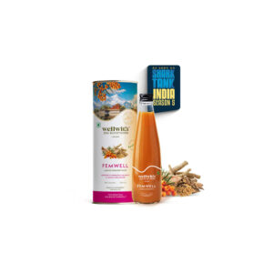 WellWith Sea Buckthorn FemWell 300ml liquid concentrate bottle for premium female hormonal wellness and menstrual comfort.